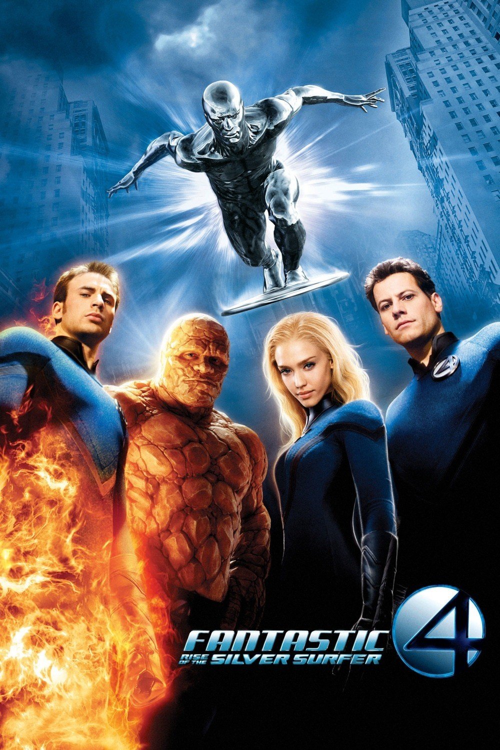 Laurence Fishburne, Jessica Alba, Michael Chiklis, Chris Evans, Ioan Gruffudd, and Doug Jones in Fantastic Four: Rise of the Silver Surfer (2007)