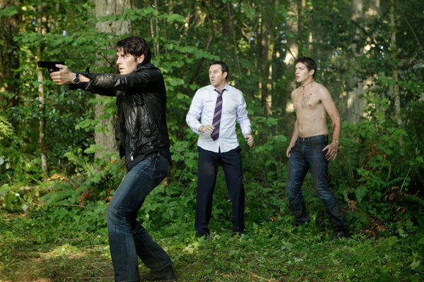 Currie Graham, David Giuntoli, and Parker Bagley in Grimm (2011)