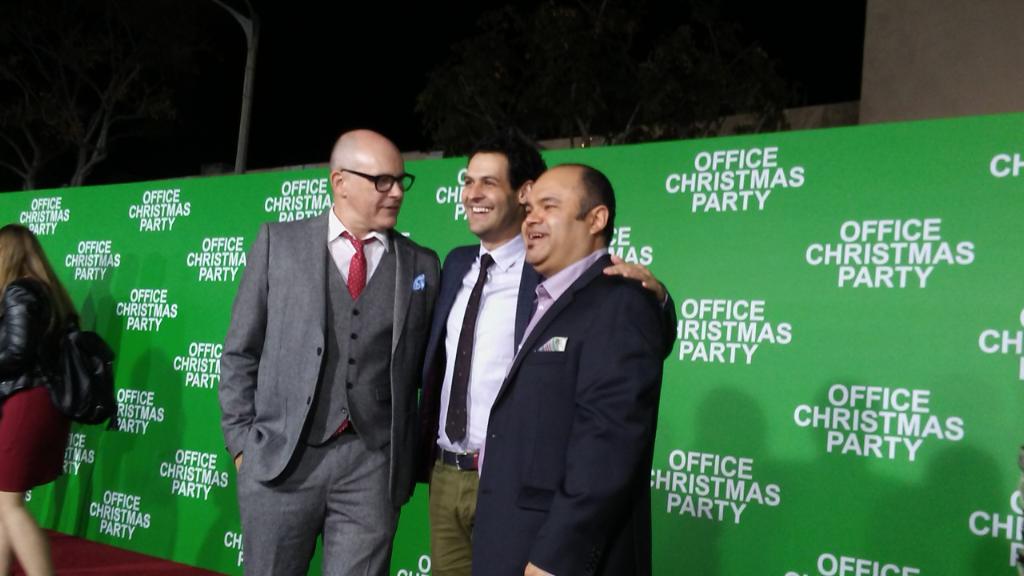 Rob Corddry, Andrew Leeds and Erick Chavarria at Hollywood premier of Office Christmas Party 