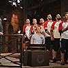 André Bouchet, Géraldine Lapalus, Mourad Ameur, Olivier Minne, Moïse Santamaria, Marine Lorphelin, Adil Rami, Benoît Dubois, and Maëva Coucke in Fort Boyard (1990)