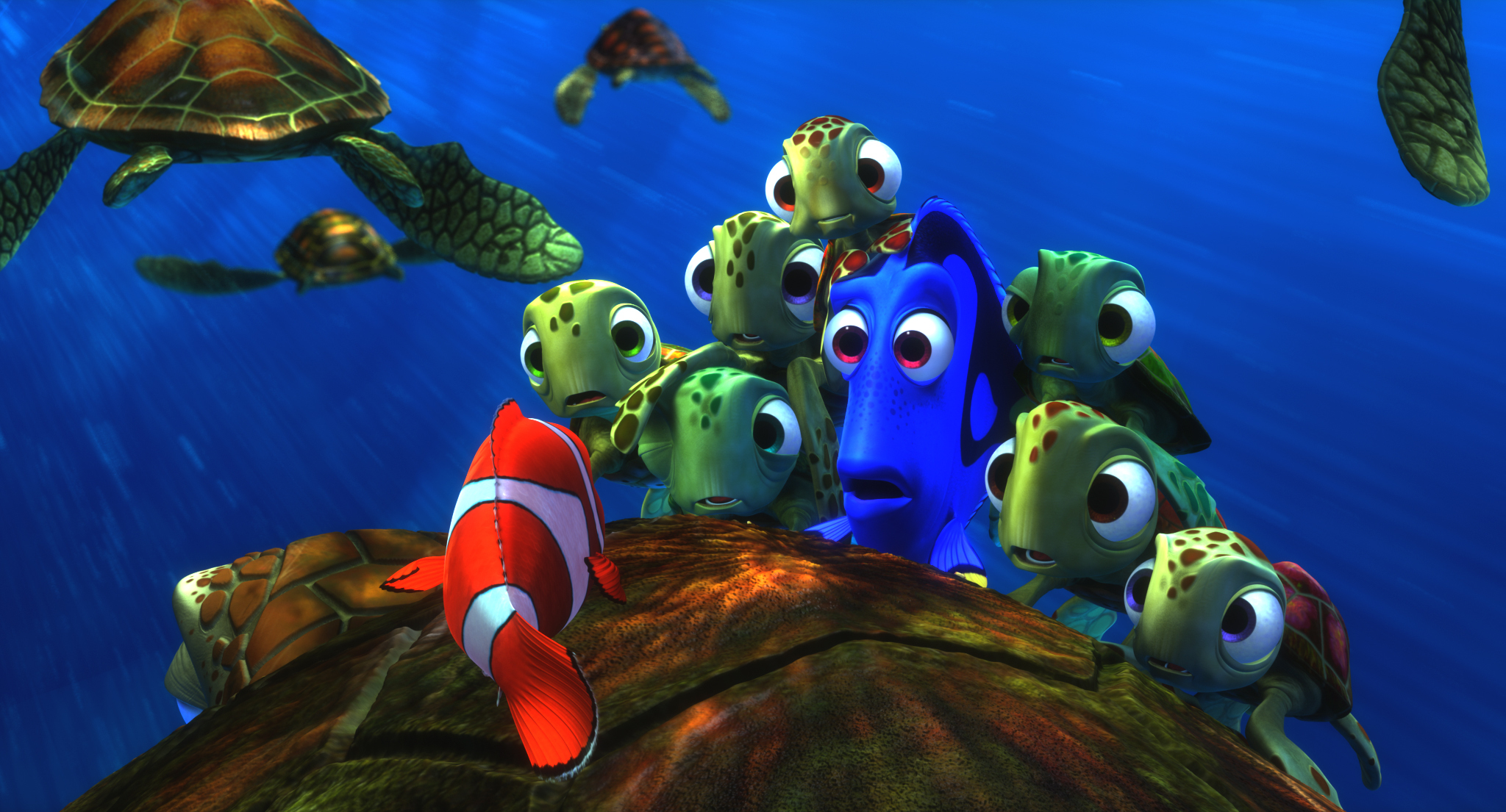 Albert Brooks, Ellen DeGeneres, and Nicholas Bird in Finding Nemo (2003)