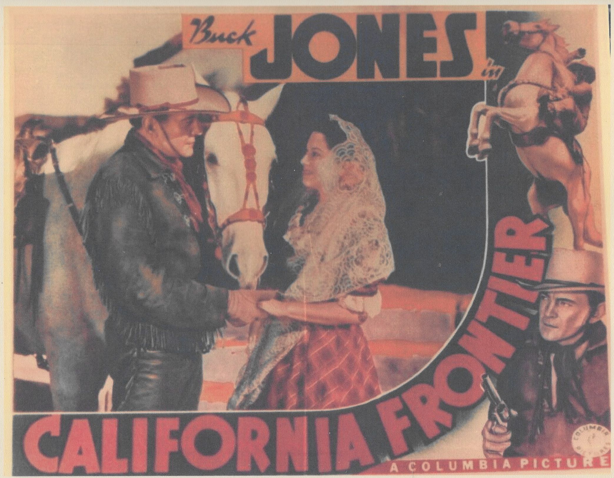 Carmen Bailey, Buck Jones, and Silver in California Frontier (1938)