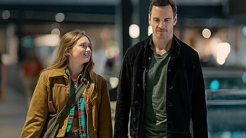 Luke Varley, Michael Fassbender, India Fowler, Poppy, and Martian in The Agency (2024)