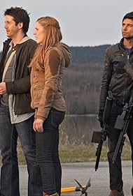 Niall Matter, Sara Canning, Danny Rahim, and Jodi Balfour in Primeval: New World (2012)