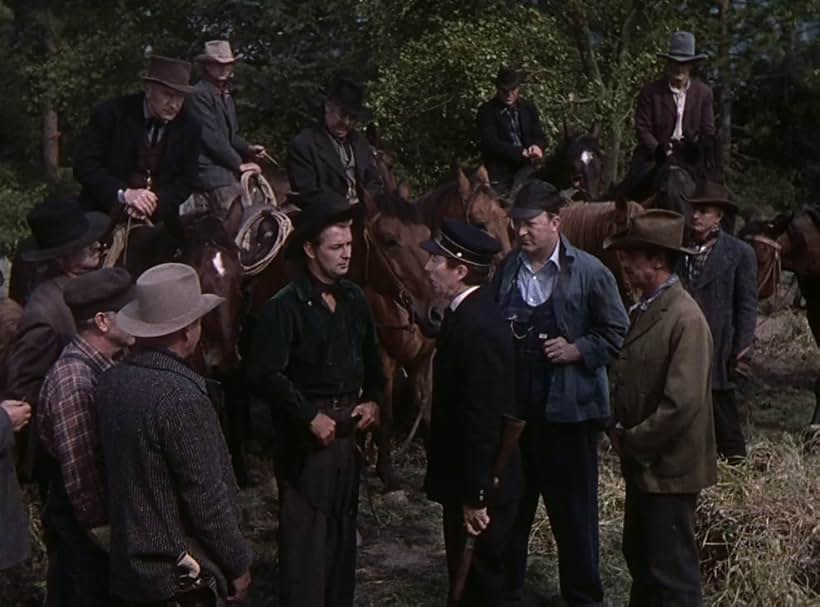 Alan Ladd, Don Barclay, Lester Dorr, and William Demarest in Whispering Smith (1948)