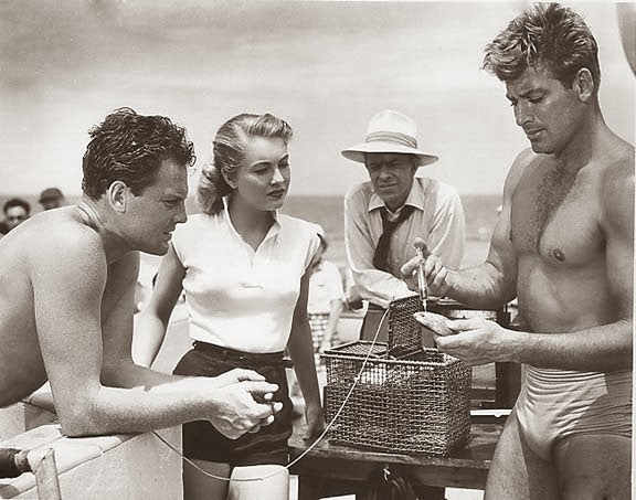 John Agar, John Bromfield, Lori Nelson, and Dave Willock in Revenge of the Creature (1955)