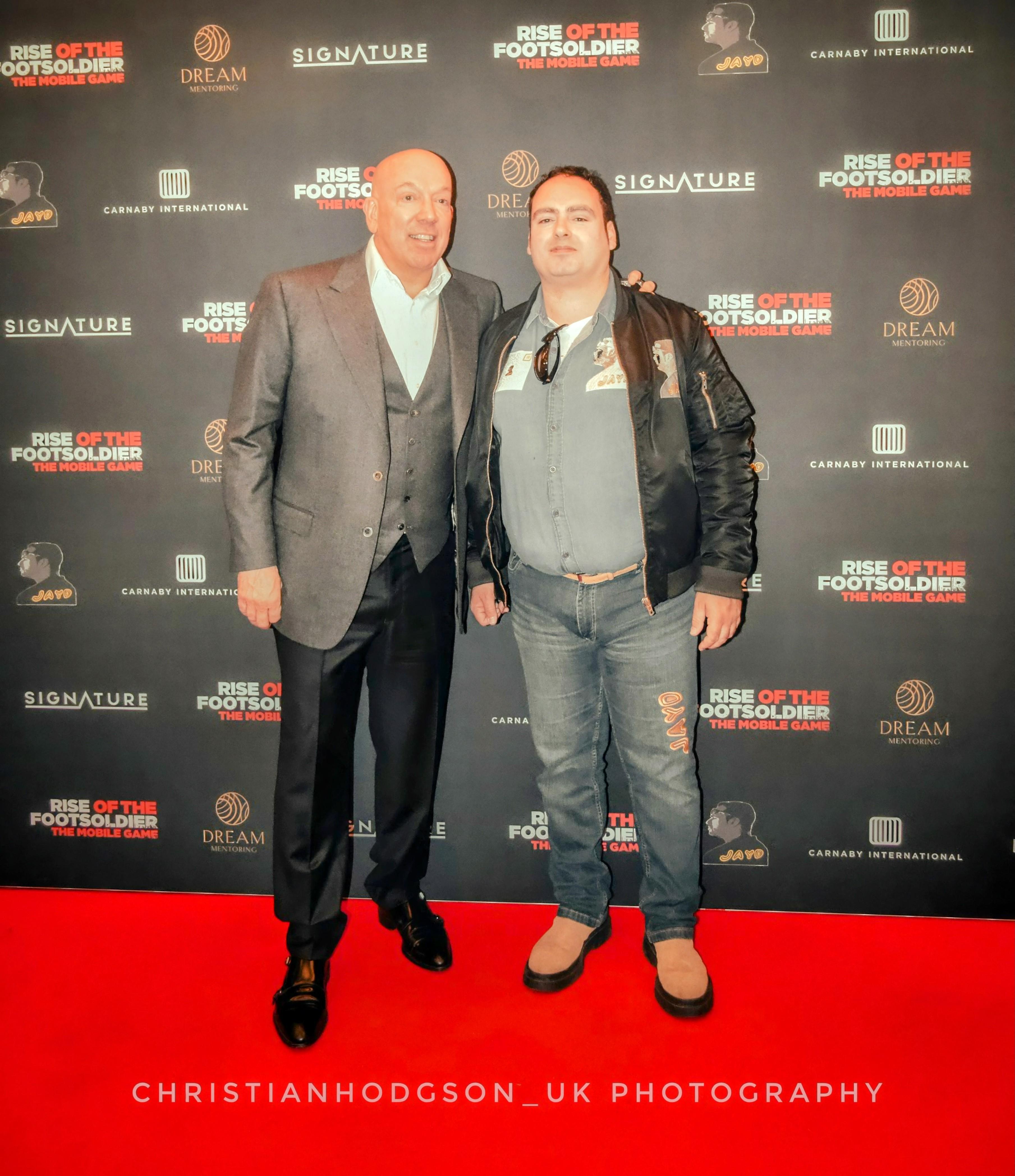 Me and Terry Stone at the film premiere of 'Rise of the Footsoldier Extreme edition' & game launch on the 31st January 2023 at Vue cinema Leicester Square London UK