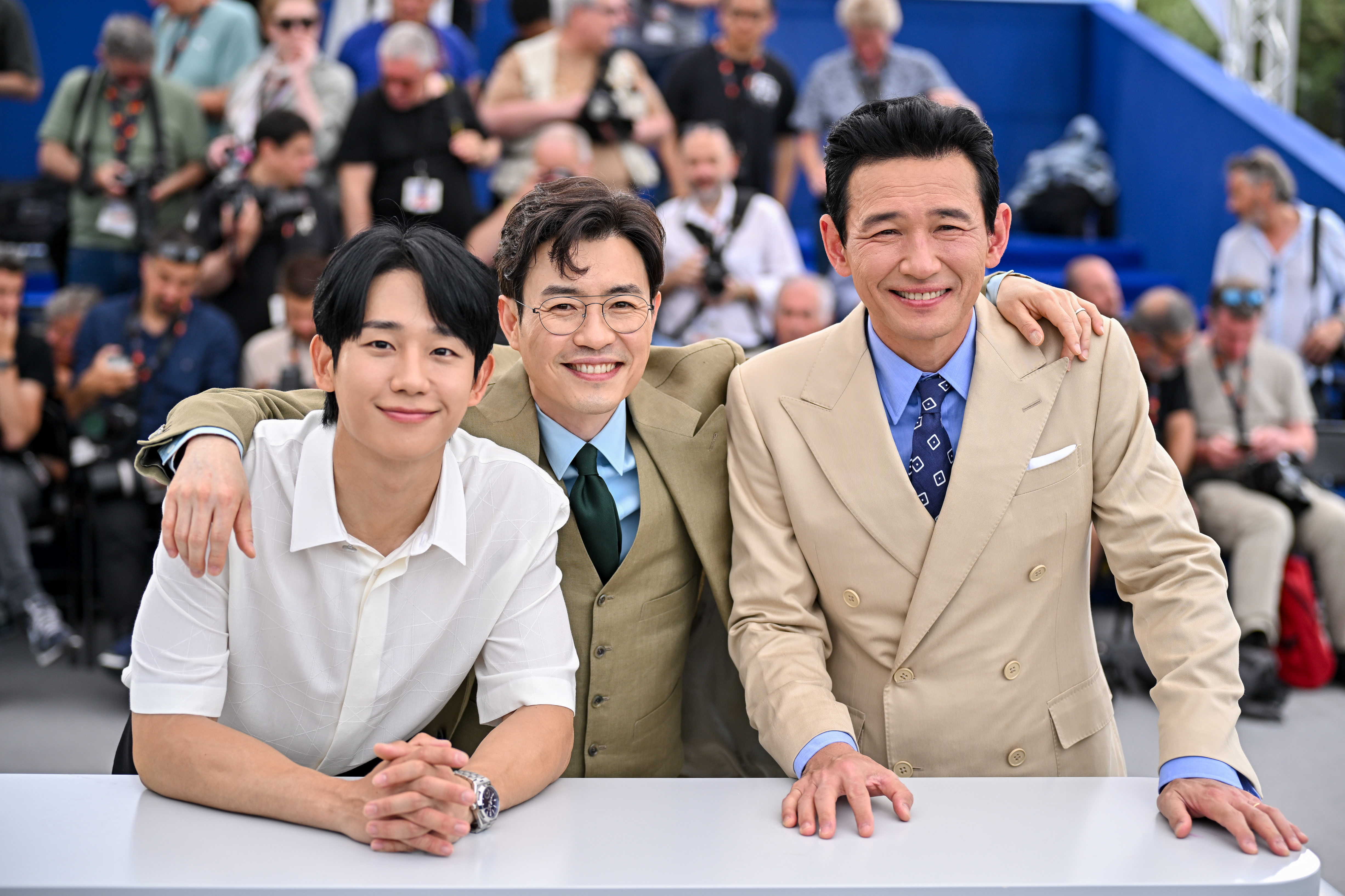 Ryoo Seung-wan, Hwang Jeong-Min, and Jung Hae-in at an event for I, the Executioner (2024)