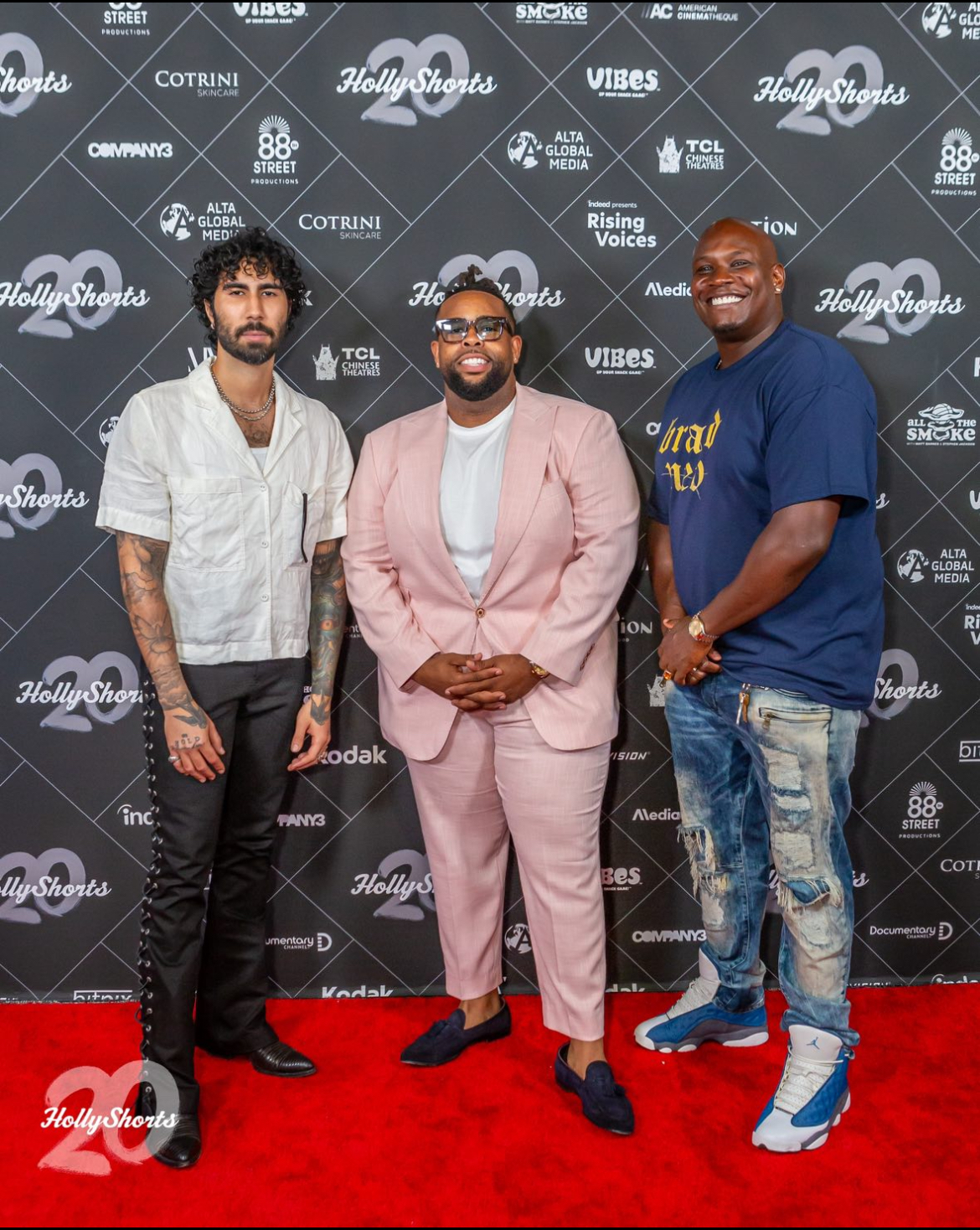 De’Markes Dogan, Anwar Wolf, and Jesse Janari at the premier of BrandNew at the Hollyshorts Film Festival.