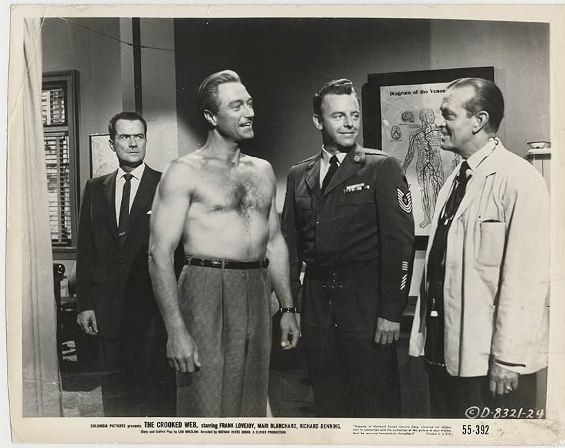 Richard Denning, Richard Emory, Harry Lauter, and Frank Lovejoy in The Crooked Web (1955)