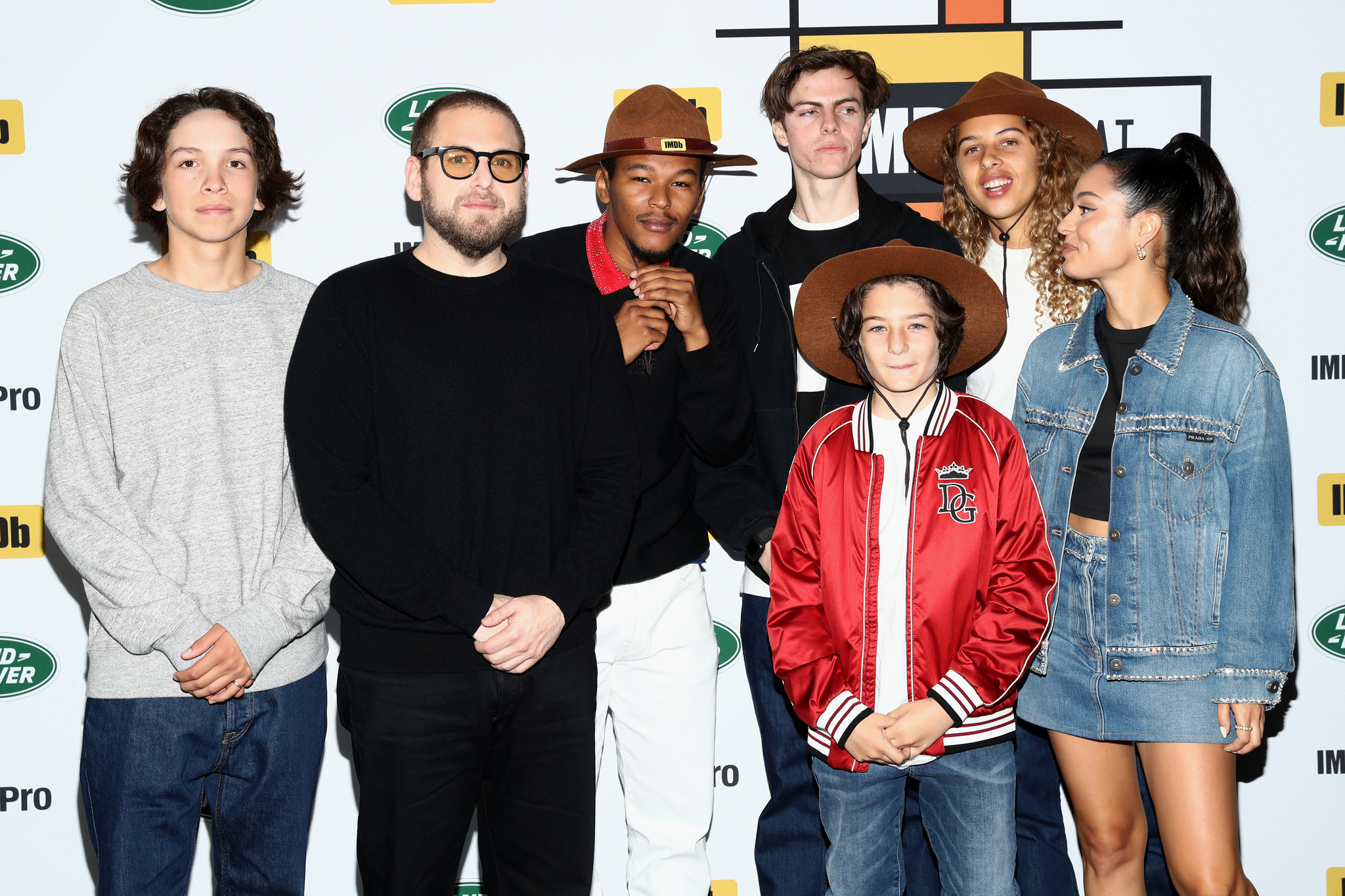 Olan Prenatt, Gio Galicia, Jonah Hill, Sunny Suljic, Alexa Demie, Na-kel Smith, and Ryder McLaughlin at an event for Mid90s (2018)