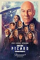 Michael Dorn, Jonathan Frakes, Gates McFadden, Marina Sirtis, Brent Spiner, LeVar Burton, Patrick Stewart, Jeri Ryan, Michelle Hurd, and Ed Speleers in Star Trek: Picard (2020)