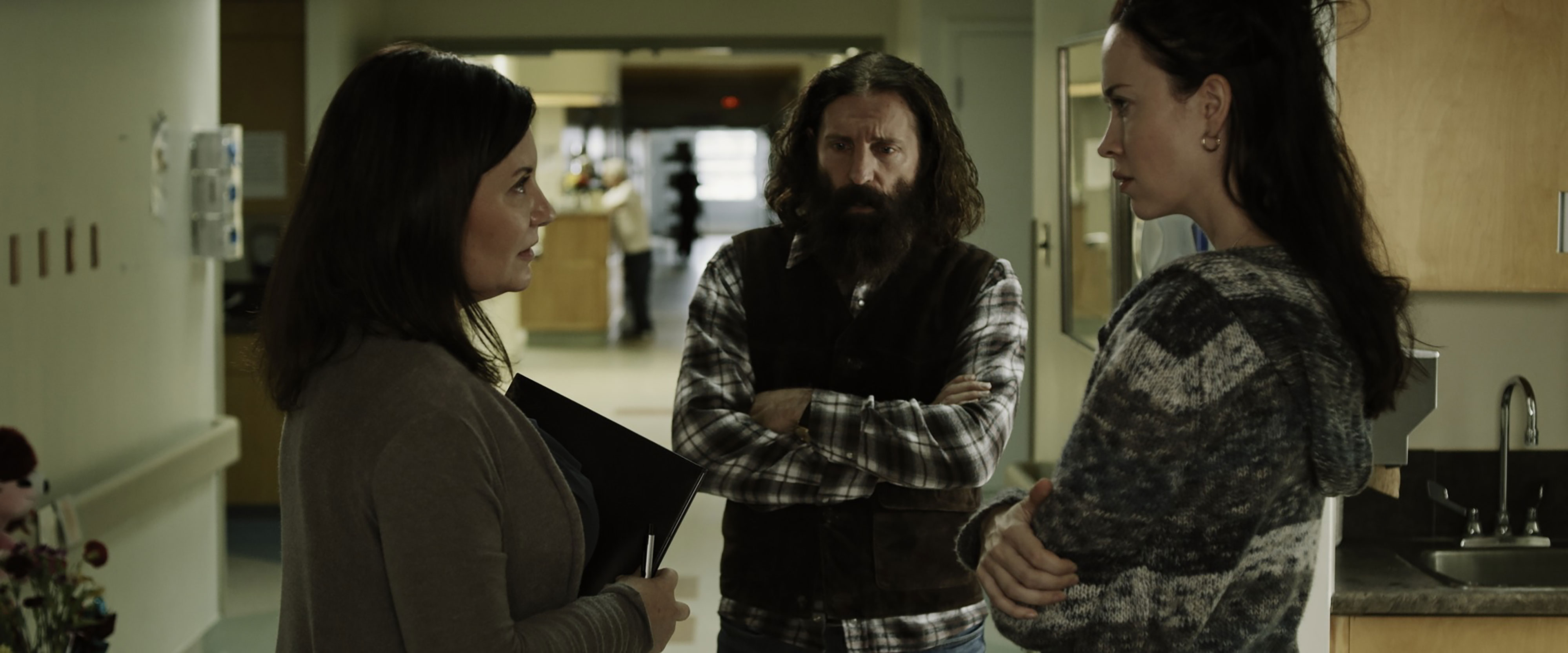 Rebecca Gibson, David La Haye, and Elyse Levesque in The Corruption of Divine Providence (2020)