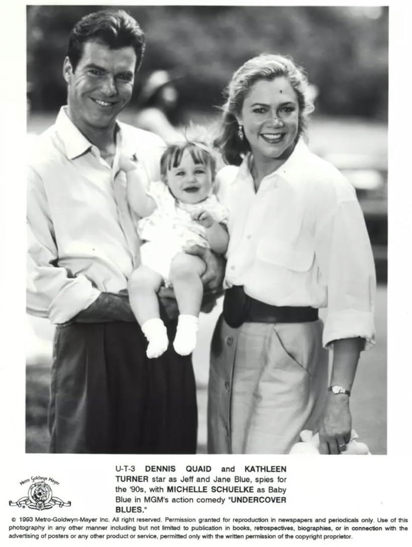 Dennis Quaid, Kathleen Turner, and Michelle Schuelke in Undercover Blues (1993)