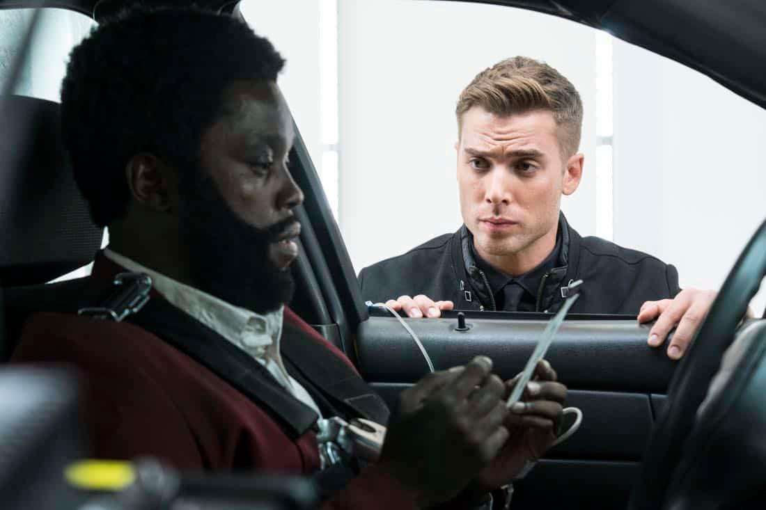 Mpho Koaho and Dustin Milligan in Dirk Gently's Holistic Detective Agency (2016)