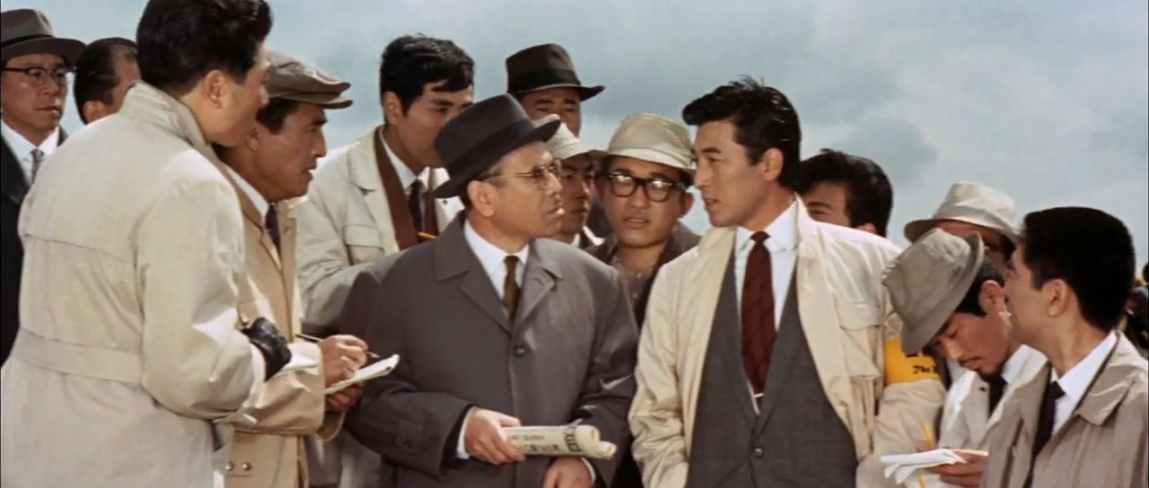 Hideo Shibuya, Kenzô Tabu, and Akira Takarada in Mothra vs. Godzilla (1964)