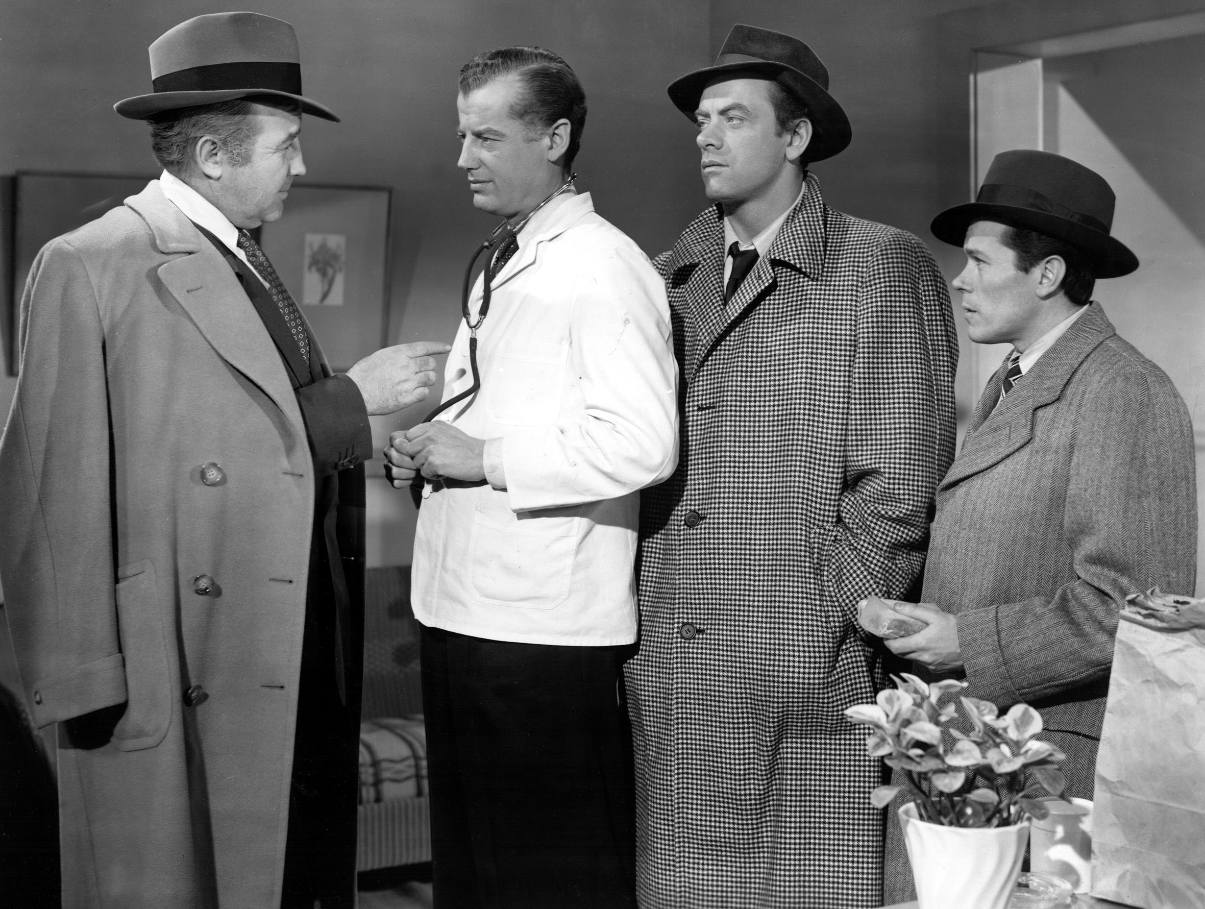 Broderick Crawford, Walter Burke, John Ireland, and Shepperd Strudwick in All the King's Men (1949)