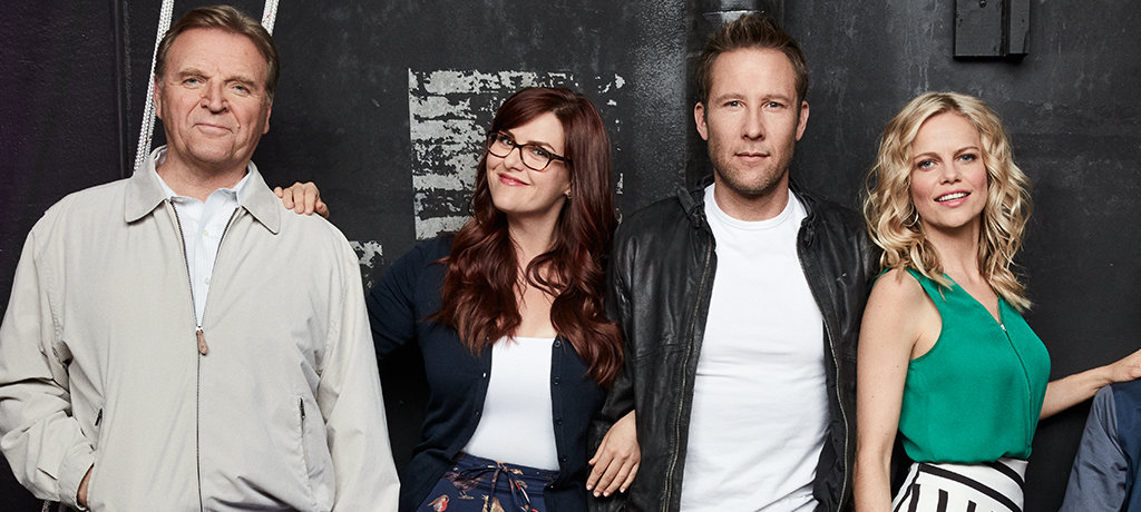 David Rasche, Michael Rosenbaum, Sara Rue, and Mircea Monroe at an event for Impastor (2015)