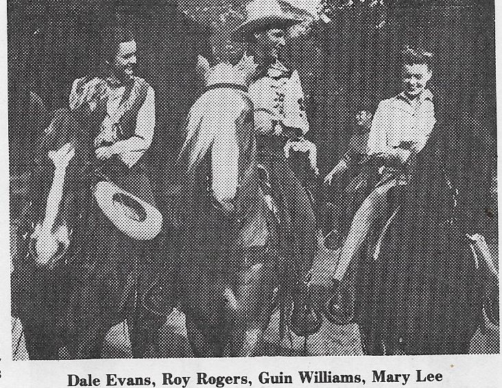 Roy Rogers, Dorothy Christy, Dale Evans, Mary Lee, Guinn 'Big Boy' Williams, and Trigger in Cowboy and the Senorita (1944)