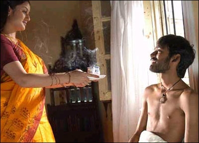 Sneha, Dhanush, and Sonia Agarwal in Pudhu Pettai (2006)