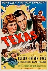 William Holden, Glenn Ford, George Bancroft, Edgar Buchanan, and Claire Trevor in Texas (1941)