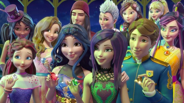 Booboo Stewart, Lauryn Alisa McClain, Ursula Taherian, Cameron Boyce, Jennifer Veal, Dianne Doan, Dove Cameron, Mitchell Hope, Sarah Jeffery, Sofia Carson, and Brenna D'Amico in Descendants: Wicked World (2015)