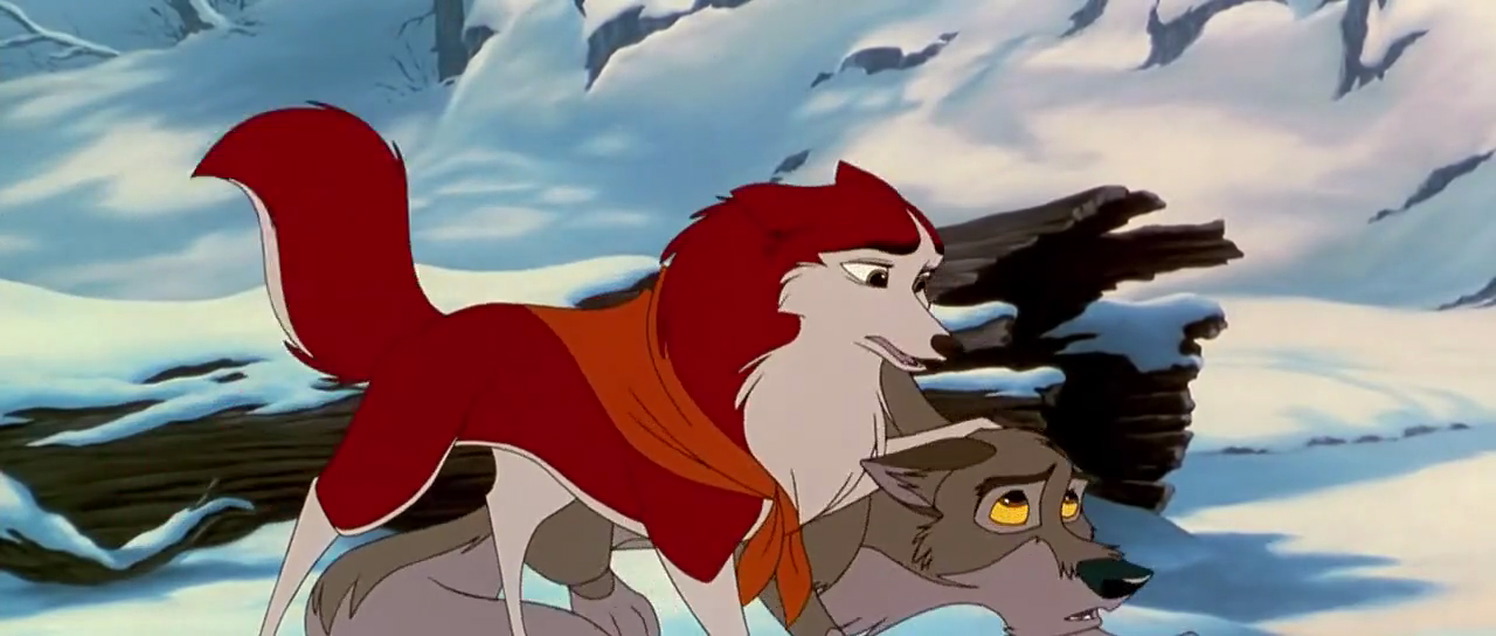 Kevin Bacon and Bridget Fonda in Balto (1995)