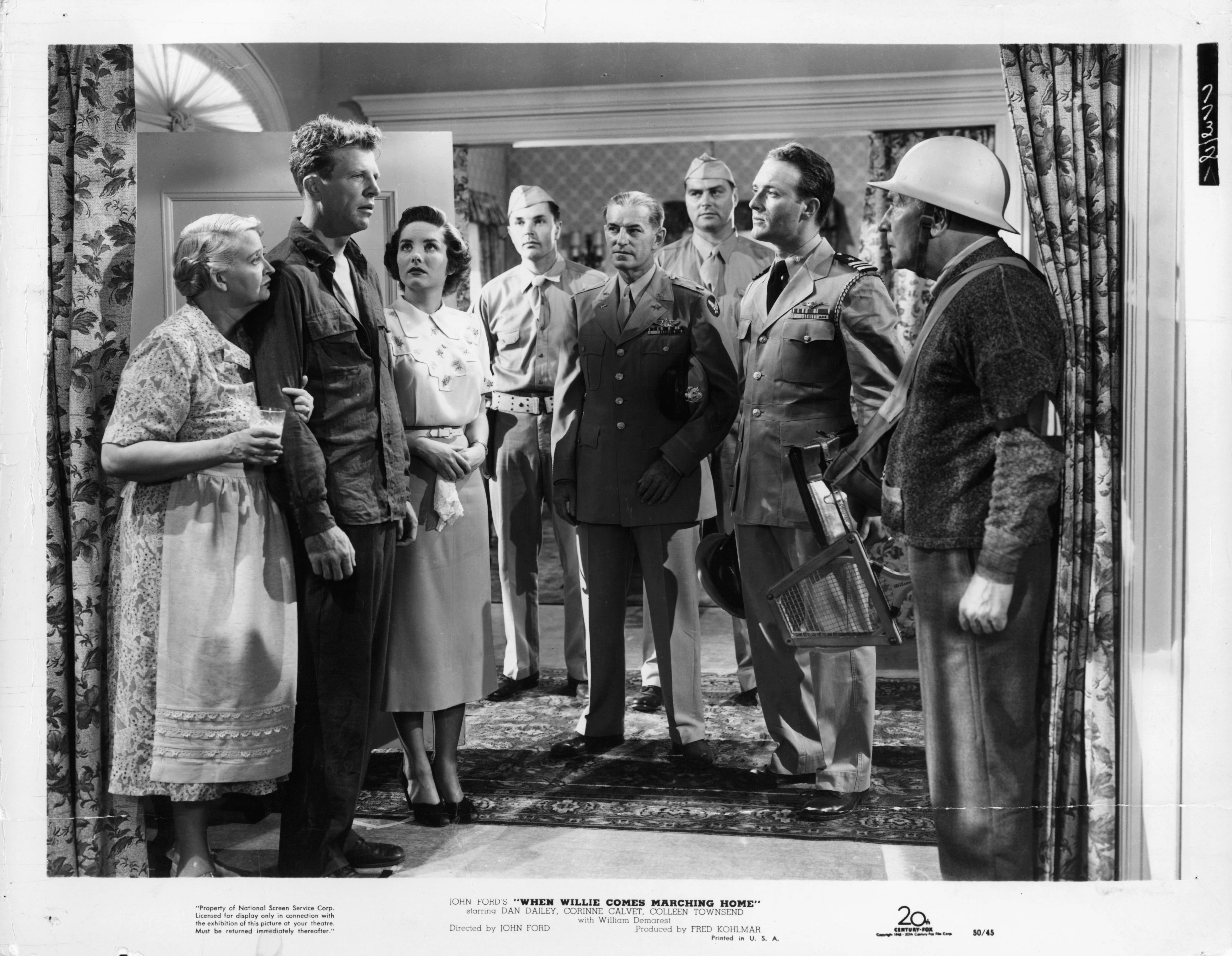 Gregg Barton, Dan Dailey, William Demarest, Colleen Townsend, and Evelyn Varden in When Willie Comes Marching Home (1950)