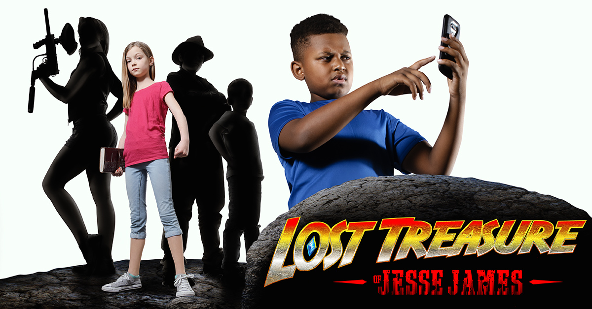 Qailen Chambers, Megan Sims, Jaidyn Franz, Noah Billington, and Riley Sullivan in Lost Treasure of Jesse James (2020)