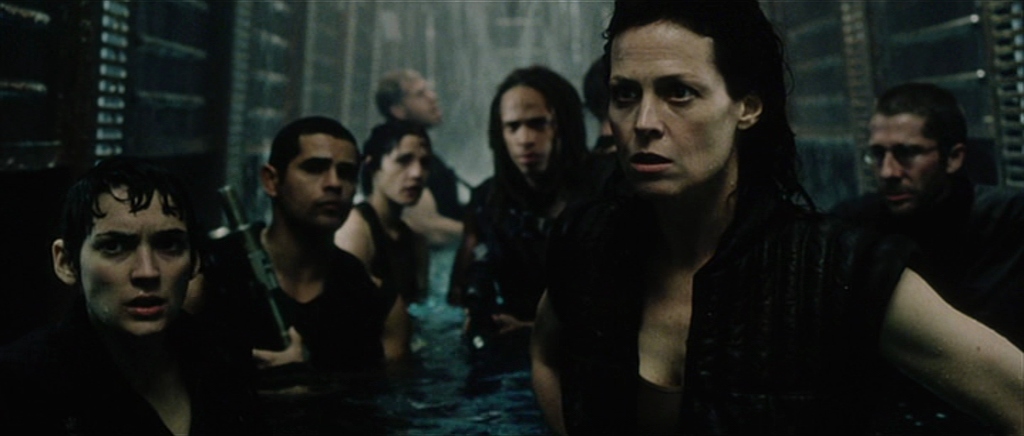 Winona Ryder, Sigourney Weaver, Ron Perlman, Raymond Cruz, Gary Dourdan, Kim Flowers, Leland Orser, and Dominique Pinon in Alien Resurrection (1997)