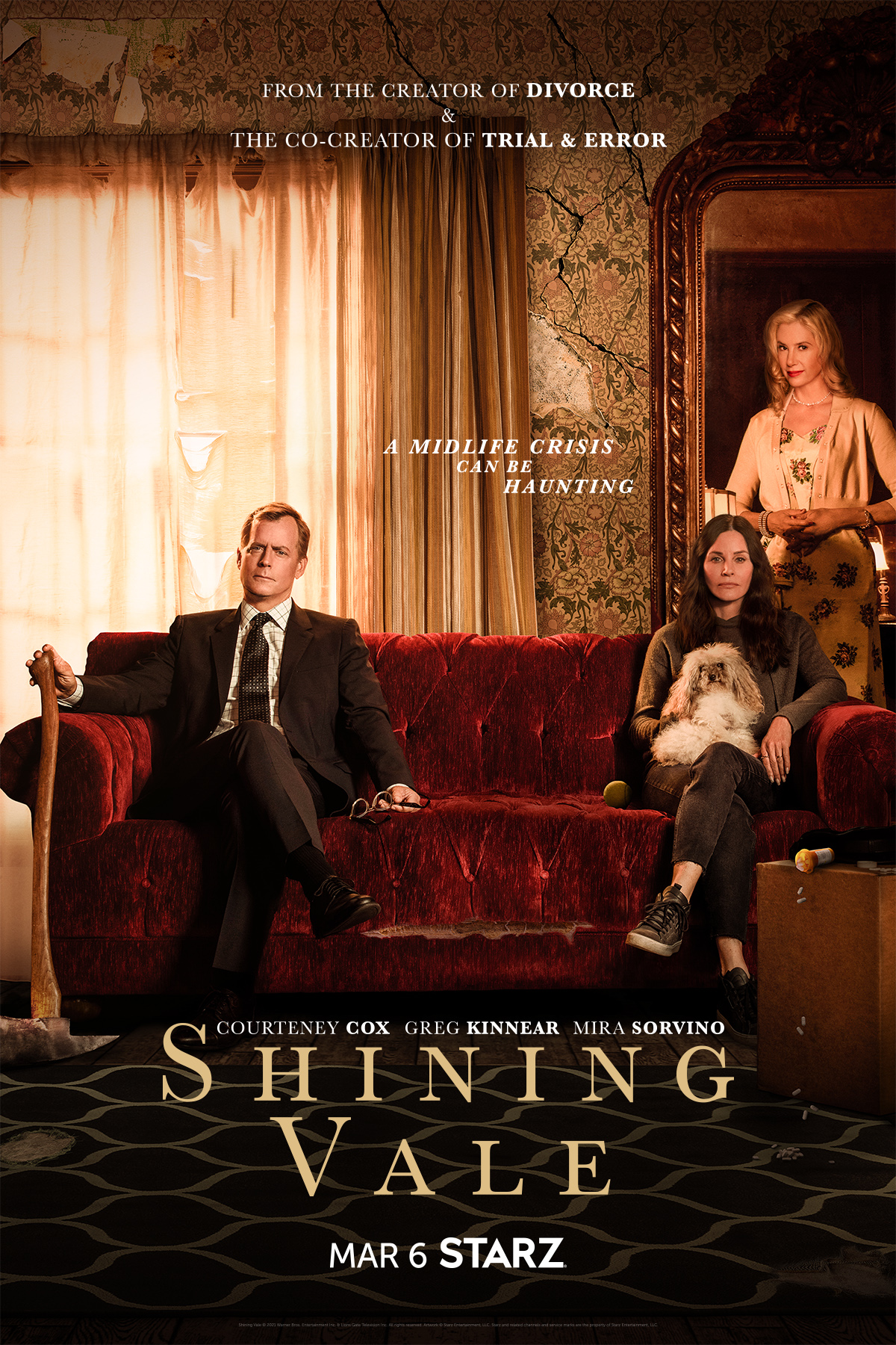 Mira Sorvino, Courteney Cox, and Greg Kinnear in Shining Vale (2022)