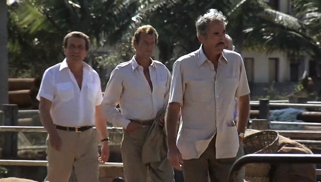 David Niven, Gregory Peck, Roger Moore, and Patrick Macnee in The Sea Wolves (1980)