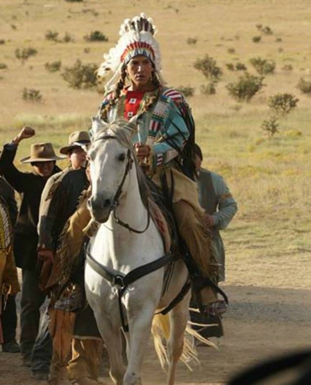 Michael Greyeyes as Sitting Bull "Woman Walks Ahead" A24/ DirecTV 2018.