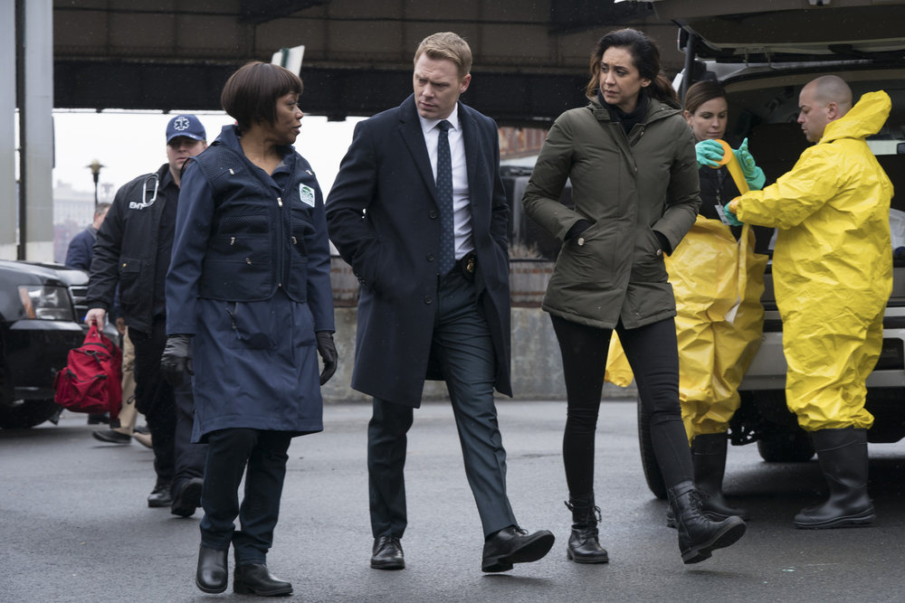 Regina Taylor, Diego Klattenhoff, and Mozhan Navabi in The Blacklist (2013)