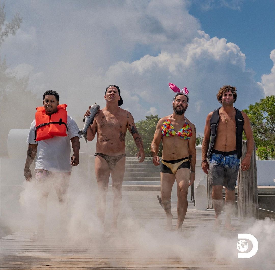 Chris Pontius, Steve-O, Sean McInerney, and Davon Wilson in Jackass Shark Week (2021)