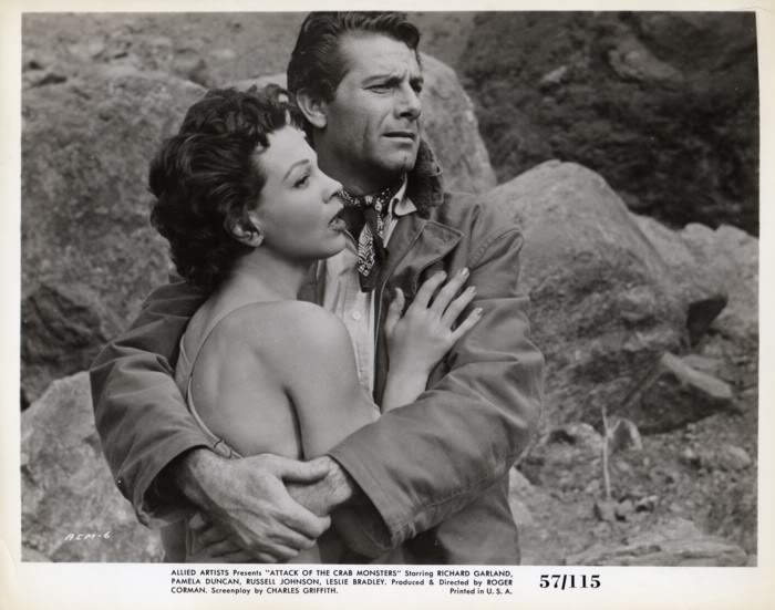 Pamela Duncan and Richard Garland in Attack of the Crab Monsters (1957)