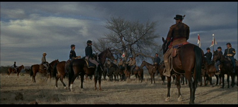 Charlton Heston, James Coburn, Richard Harris, and Jim Hutton in Major Dundee (1965)