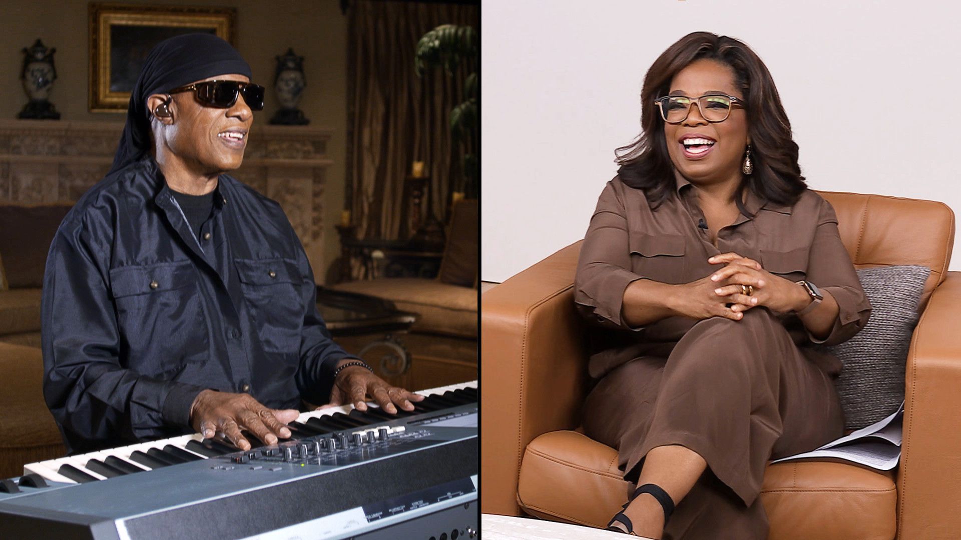 Oprah Winfrey and Stevie Wonder in The Oprah Conversation (2020)