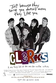 Kevin Smith, Marilyn Ghigliotti, Jeff Anderson, Brian O'Halloran, and Lisa Spoonauer in Clerks (1994)