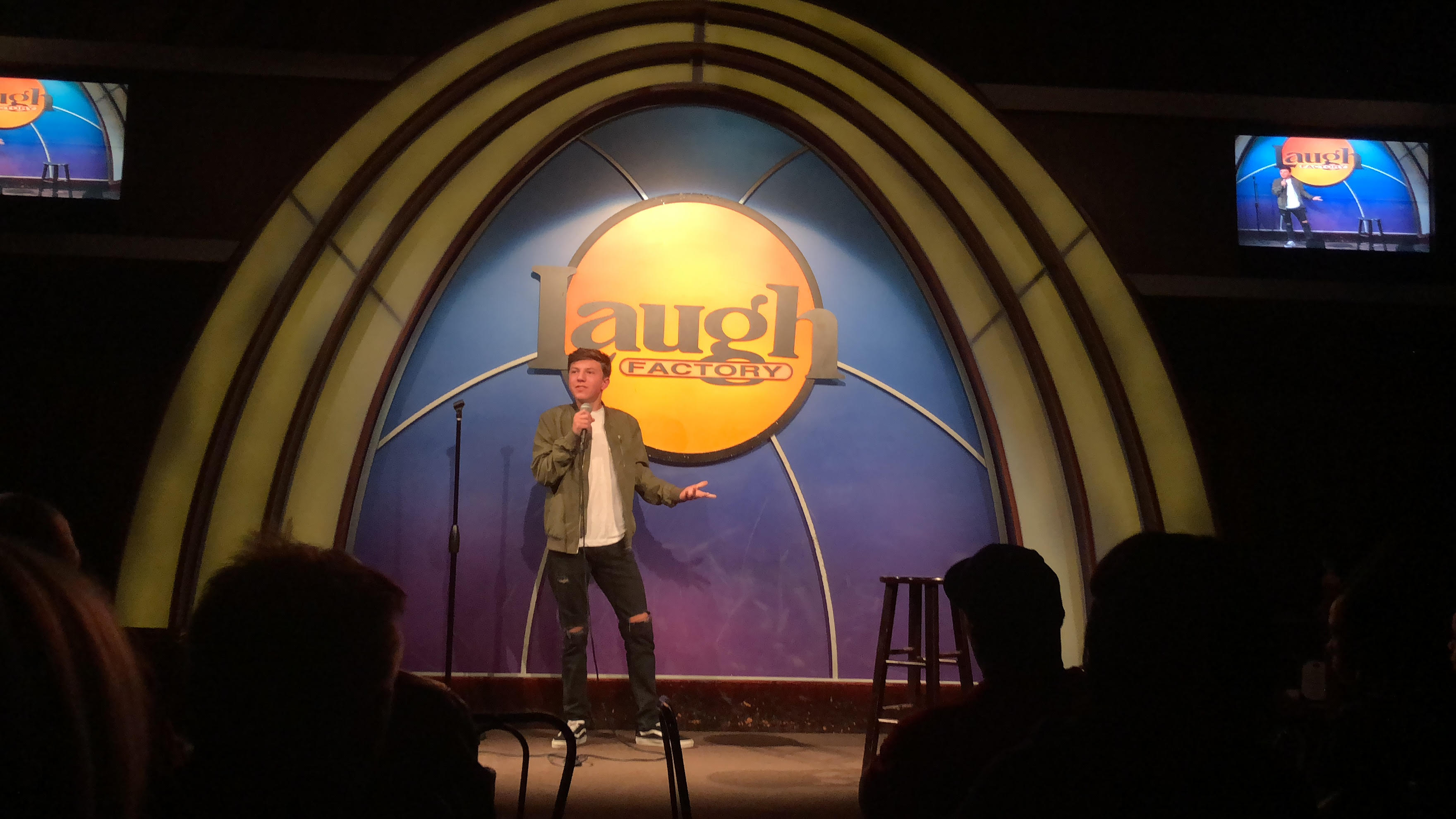 Parker Pannell performing stand up comedy at The Laugh Factory in Los Angeles