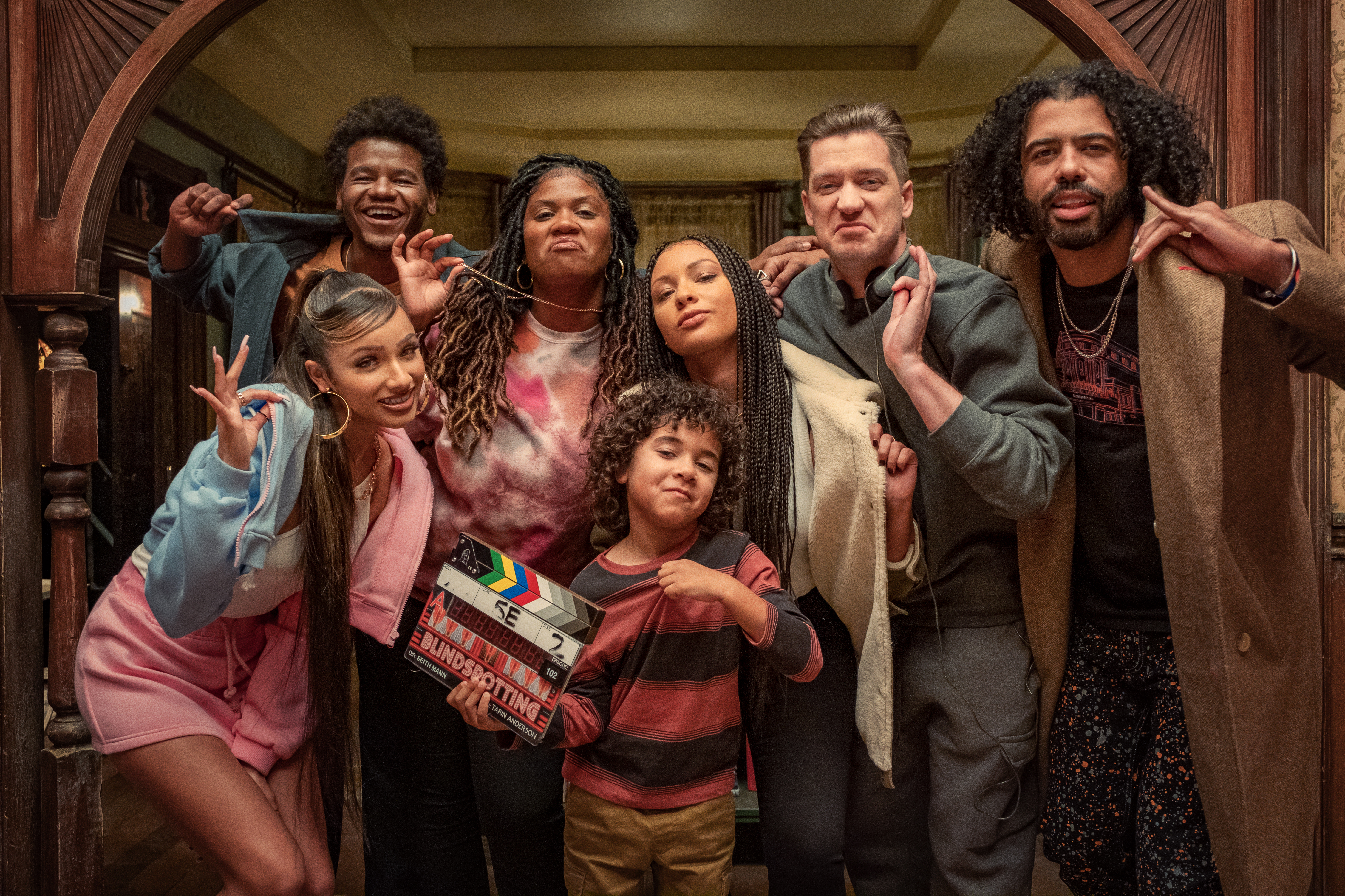 Atticus Woodward, Benjamin Earl Turner, Rafael Casal, Daveed Diggs, Jaylen Barron, Jasmine Cephas Jones, Miles Turner, and Candace Nicholas-Lippman in Blindspotting (2021)