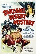 Nancy Kelly, Johnny Sheffield, and Johnny Weissmuller in Tarzan's Desert Mystery (1943)