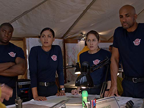 Boris Kodjoe, Jaina Lee Ortiz, Okieriete Onaodowan, and Barrett Doss in Into the Wildfire (2019)