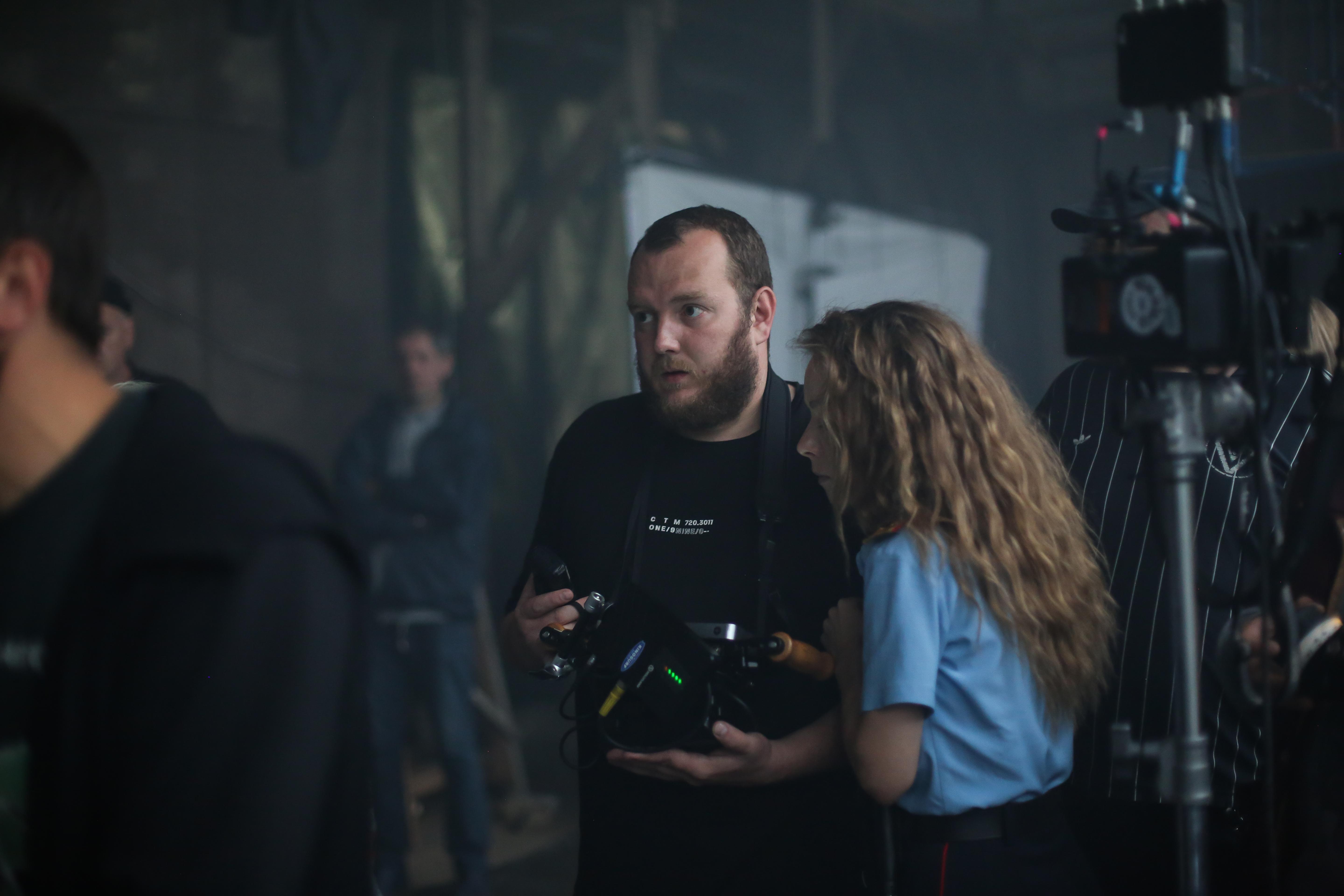 Rina Gri and Mikhail Raskhodnikov on the set of “Number One”