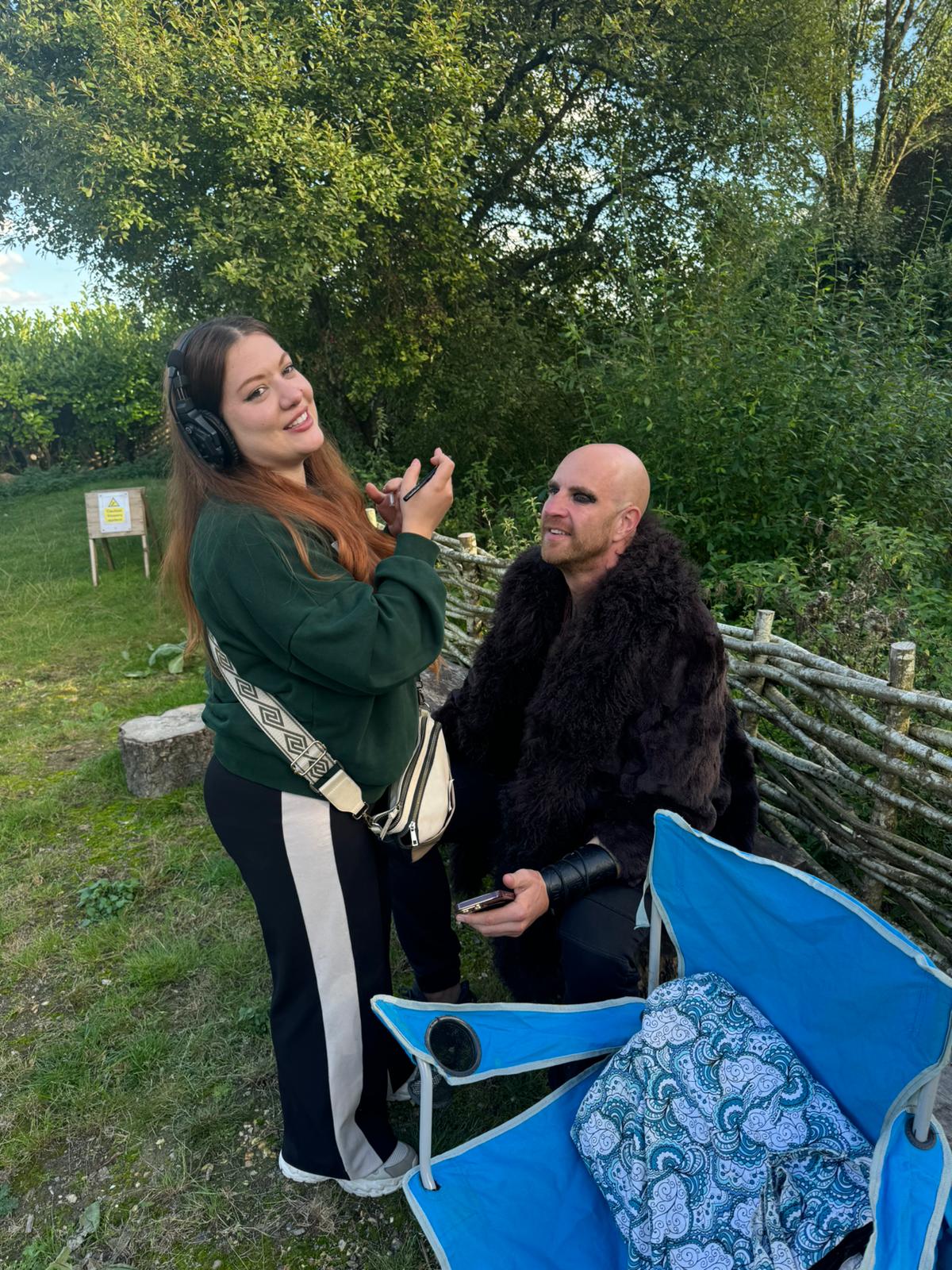 On set of Realm in make-up for my character Halfdan the viking