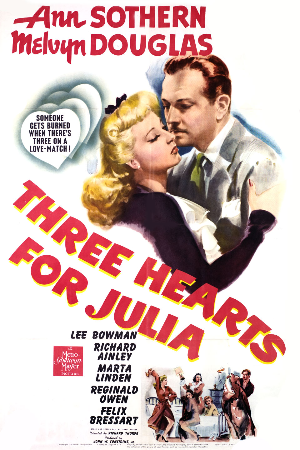 Melvyn Douglas and Ann Sothern in Three Hearts for Julia (1943)