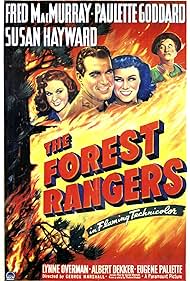 Susan Hayward, Paulette Goddard, Fred MacMurray, and Lynne Overman in The Forest Rangers (1942)