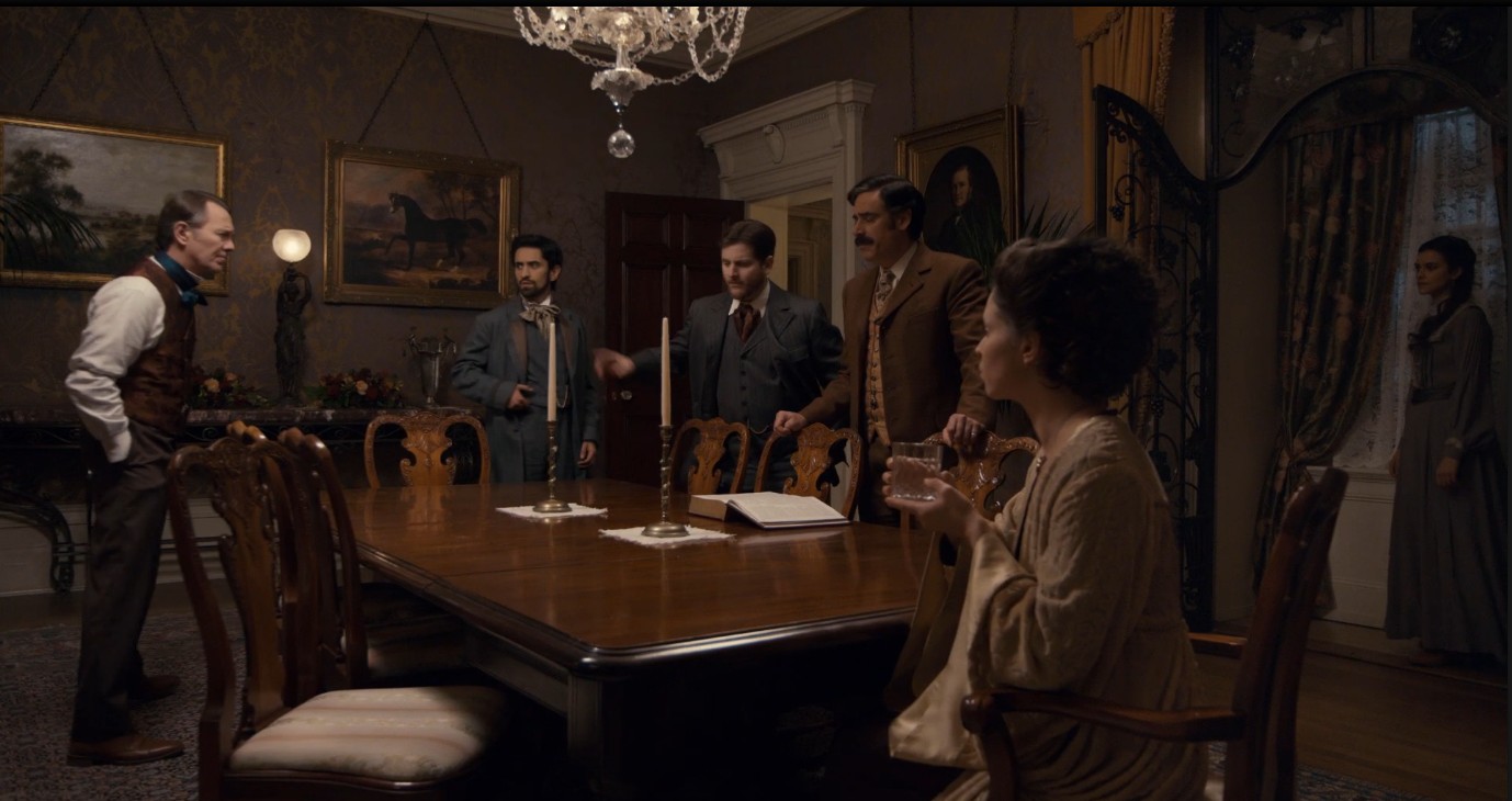 Stephen Mangan, Peter Outerbridge, Elias Toufexis, Natalie Krill, Ali Momen, and Rebecca Liddiard in Houdini and Doyle (2016)