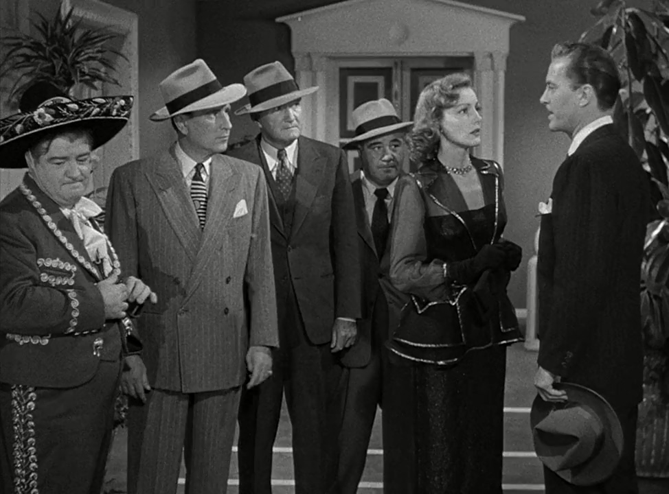 Bud Abbott, Lou Costello, Pat Costello, Virginia Grey, John Hubbard, and Tom Powers in Mexican Hayride (1948)