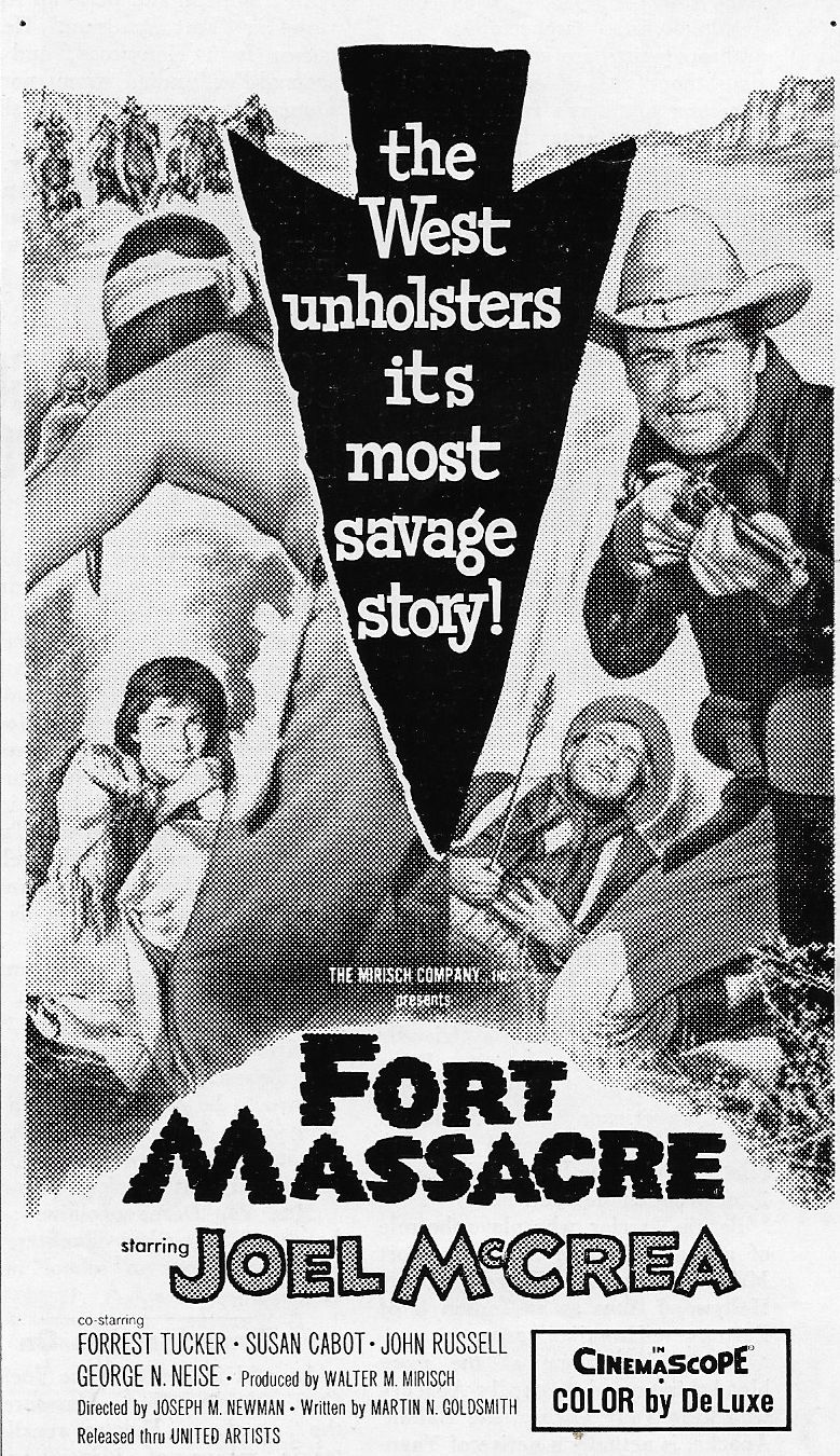 Susan Cabot and Joel McCrea in Fort Massacre (1958)